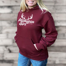 Load image into Gallery viewer, &quot;Michigan Girl Antler&quot; Relaxed Fit Classic Hoodie