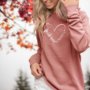 "Fall in Love With Michigan" Women's Ultra Soft Wave Wash Crew Sweatshirt