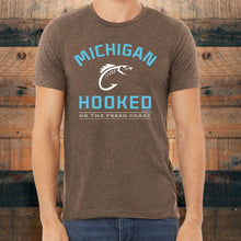 Load image into Gallery viewer, &quot;Get Hooked On Michigan&quot; Men&#39;s Crew T-Shirt