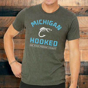 "Get Hooked On Michigan" Men's Crew T-Shirt