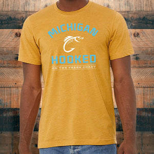 "Get Hooked On Michigan" Men's Crew T-Shirt