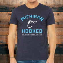 Load image into Gallery viewer, &quot;Get Hooked On Michigan&quot; Men&#39;s Crew T-Shirt