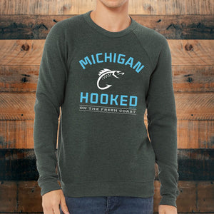 "Get Hooked On MIchigan" Men's Ultra Soft Pullover Crew