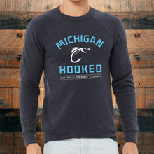 Load image into Gallery viewer, &quot;Get Hooked On MIchigan&quot; Men&#39;s Ultra Soft Pullover Crew