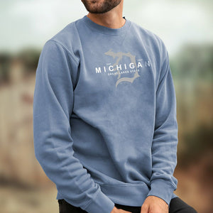 "Michigan D Established 1837" Men's Stonewashed Crew Sweatshirt