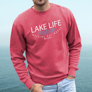 "Lake Life WAVES" Men's Stonewashed Crew Sweatshirt