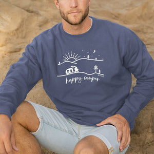 "Happy Camper" Men's Stonewashed Crew Sweatshirt