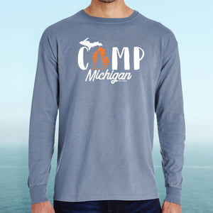 "Camp Michigan" Men's Stonewashed Long Sleeve T-Shirt