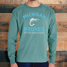 Load image into Gallery viewer, &quot;Get Hooked On Michigan&quot; Men&#39;s Stonewashed Long Sleeve T-Shirt