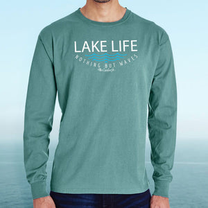 "Lake Life WAVES" Men's Stonewashed Long Sleeve T-Shirt
