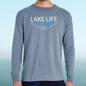 "Lake Life WAVES" Men's Stonewashed Long Sleeve T-Shirt