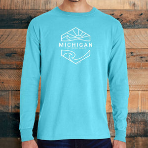 "Michigan Sunset" Men's Stonewashed Long Sleeve T-Shirt