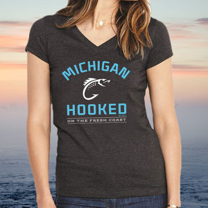 "Get Hooked On Michigan" Women's V-Neck