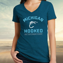 Load image into Gallery viewer, &quot;Get Hooked On Michigan&quot; Women&#39;s V-Neck