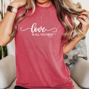 "Love Is All You Need" Relaxed Fit Stonewashed T-Shirt