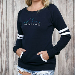 "Great Lakes Tide" Women's Varsity Fleece Crew Sweatshirt