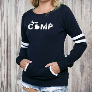 "Rustic Camp" Women's Varsity Fleece Crew Sweatshirt