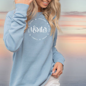 "It's Winter All Around" Women's Ultra Soft Wave Wash Crew Sweatshirt