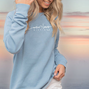 "Wine Lover" Women's Ultra Soft Wave Wash Crew Sweatshirt