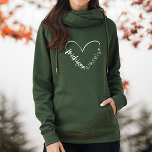 "Fall In Love With Michigan" Women's Classic Funnel Neck Pullover Hoodie