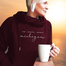 Load image into Gallery viewer, &quot;Majestic Michigan&quot; Women&#39;s Fleece Funnel Neck Pullover Hoodie