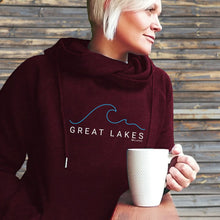 Load image into Gallery viewer, &quot;Great Lakes Tide&quot; Women&#39;s Fleece Funnel Neck Pullover Hoodie