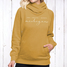 Load image into Gallery viewer, &quot;Majestic Michigan&quot; Women&#39;s Fleece Funnel Neck Pullover Hoodie