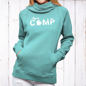 "Rustic Camp" Women's Fleece Funnel Neck Pullover Hoodie