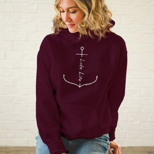 "Lake Life Anchor" Soft Style Relaxed Fit Hoodie