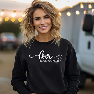 "Love Is All You Need" Relaxed Fit Classic Crew Sweatshirt