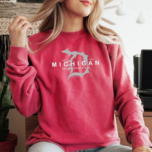"Michigan D Established 1837" Relaxed Fit Stonewashed Crew Sweatshirt