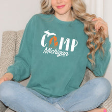 Load image into Gallery viewer, &quot;Camp Michigan&quot; Relaxed Fit Stonewashed Crew Sweatshirt