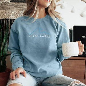 "Great Lakes Tide" Relaxed Fit Stonewashed Crew Sweatshirt