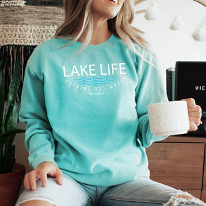 "Lake Life WAVES" Relaxed Fit Stonewashed Crew Sweatshirt