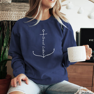 "Great Lakes Anchor" Relaxed Fit Stonewashed Crew Sweatshirt