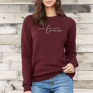 "Forever Love" Relaxed Fit Angel Fleece Pullover Crew