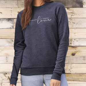 "Forever Love" Relaxed Fit Angel Fleece Pullover Crew