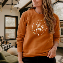 Load image into Gallery viewer, &quot;Hello Fall&quot; Relaxed Fit Angel Fleece Pullover Crew