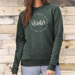 "It's Winter All Around" Relaxed Fit Angel Fleece Pullover Crew
