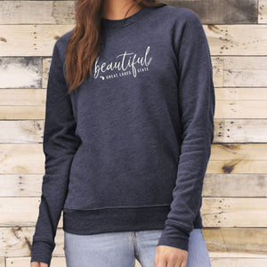 "Beautiful Michigan" Relaxed Fit Angel Fleece Pullover Crew