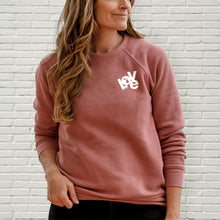 Load image into Gallery viewer, &quot;Love The Mitten&quot; Relaxed Fit Angel Fleece Pullover Crew