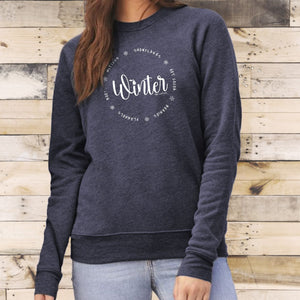 "It's Winter All Around" Relaxed Fit Angel Fleece Pullover Crew