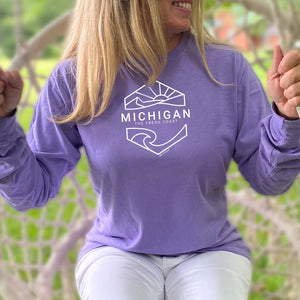 "Michigan Sunset" Relaxed Fit Stonewashed Long Sleeve T-Shirt