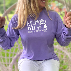 "Michigan Mom" Relaxed Fit Stonewashed Long Sleeve T-Shirt