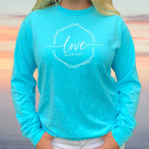 "Michigan Lovely" Relaxed Fit Stonewashed Long Sleeve T-Shirt