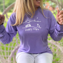 Load image into Gallery viewer, &quot;Happy Camper&quot; Relaxed Fit Stonewashed Long Sleeve T-Shirt