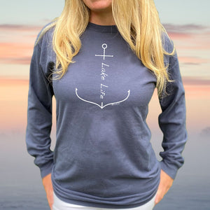 "Lake Life Anchor" Relaxed Fit Stonewashed Long Sleeve T-Shirt