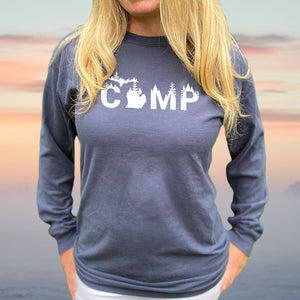 "Rustic Camp" Relaxed Fit Stonewashed Long Sleeve T-Shirt