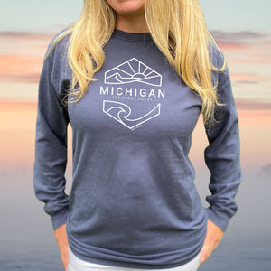 "Michigan Sunset" Relaxed Fit Stonewashed Long Sleeve T-Shirt