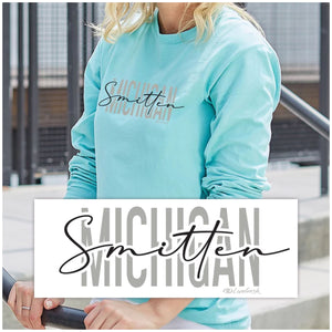 "Michigan Smitten" Relaxed Fit Stonewashed Long Sleeve T-Shirt